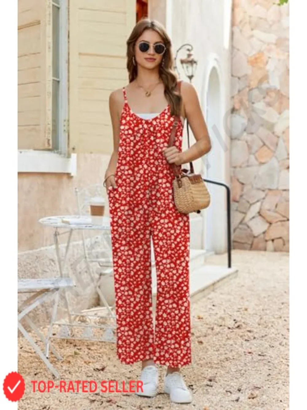 Boho Jumpsuit Women Wide Leg Loose Romper Sleeveless Summer Outfit